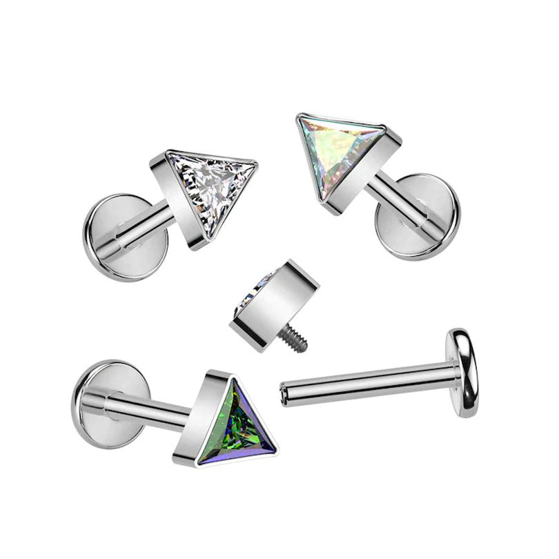 Labret de titanio con piedra triangular 