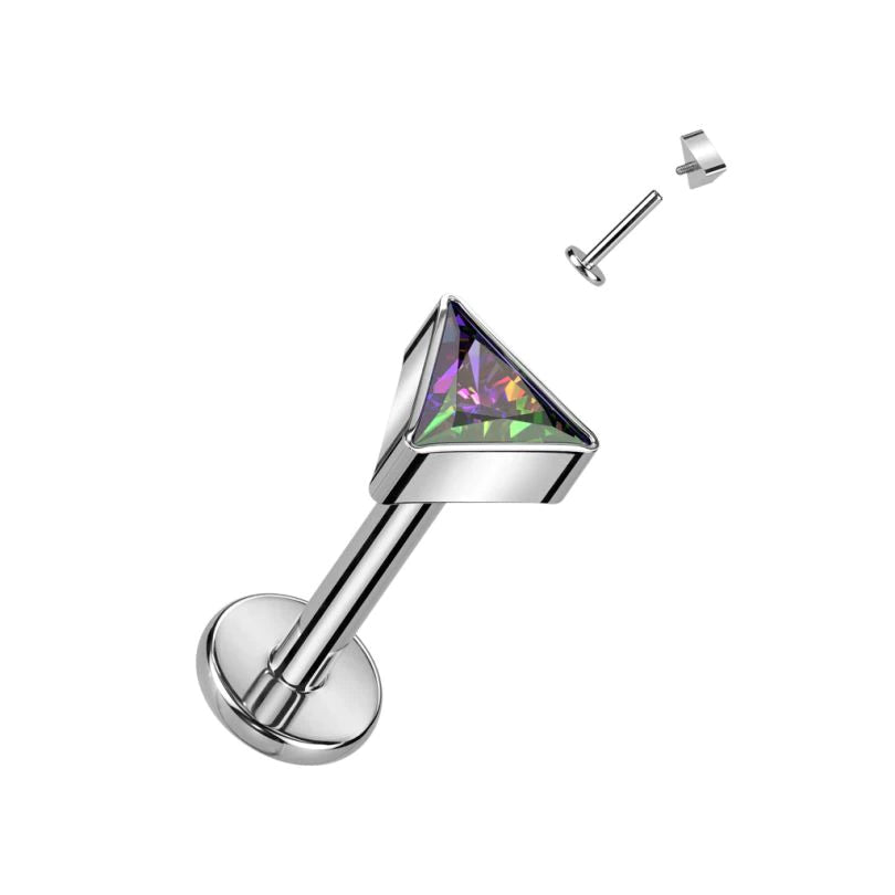 Labret de titanio con piedra triangular 