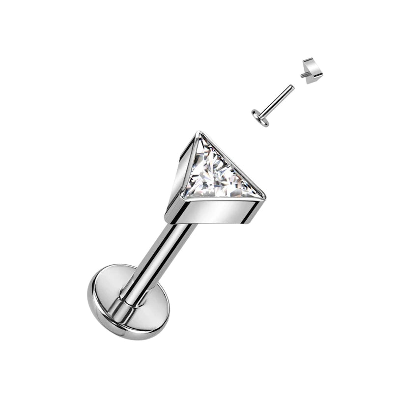 Labret de titanio con piedra triangular 