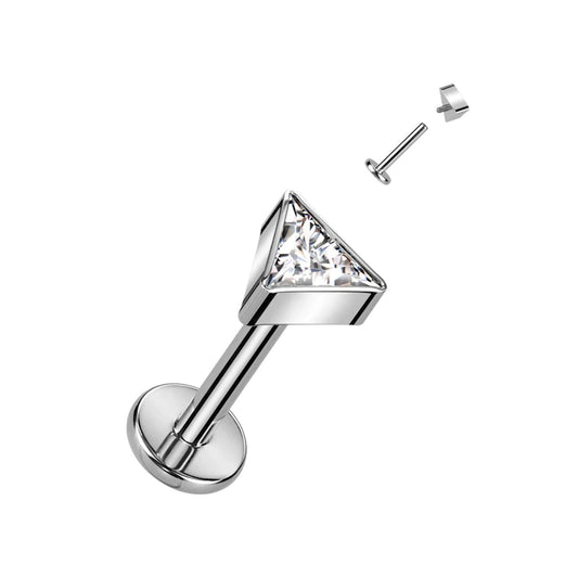 Labret em Titânio com Pedra em Triangulo