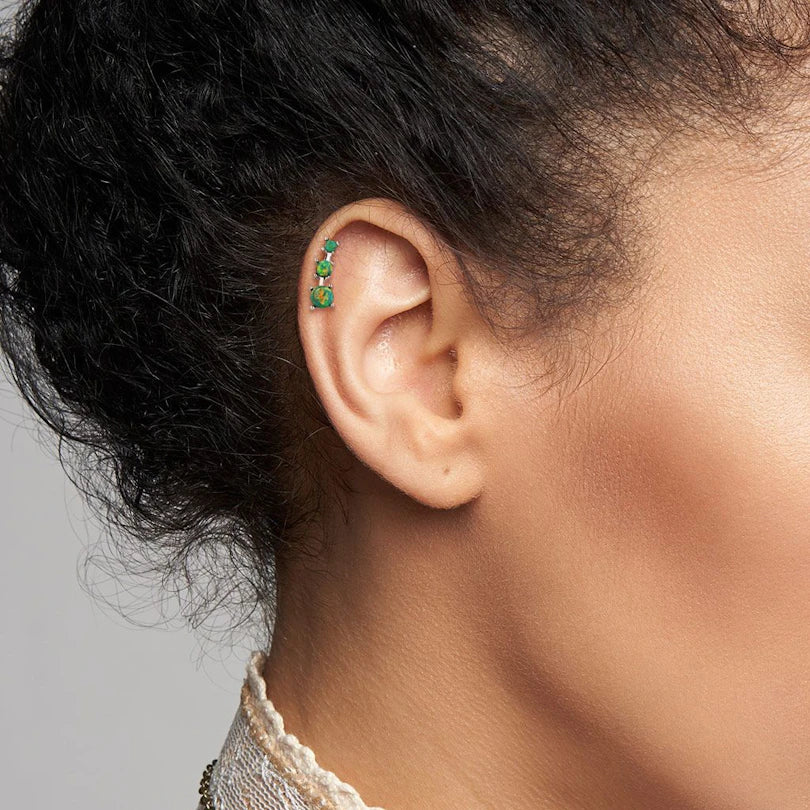 Piercing With Three Opal Stones