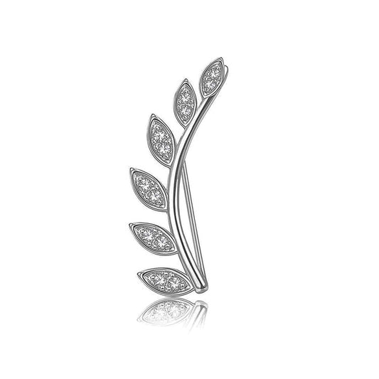 Branch Shaped Ear Jewelry with Leaves and Stones in Zirconia