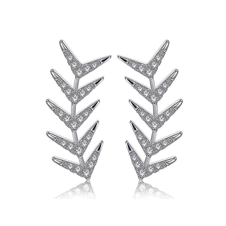 Pendientes en Forma de Laurel y Piedras Zirconia