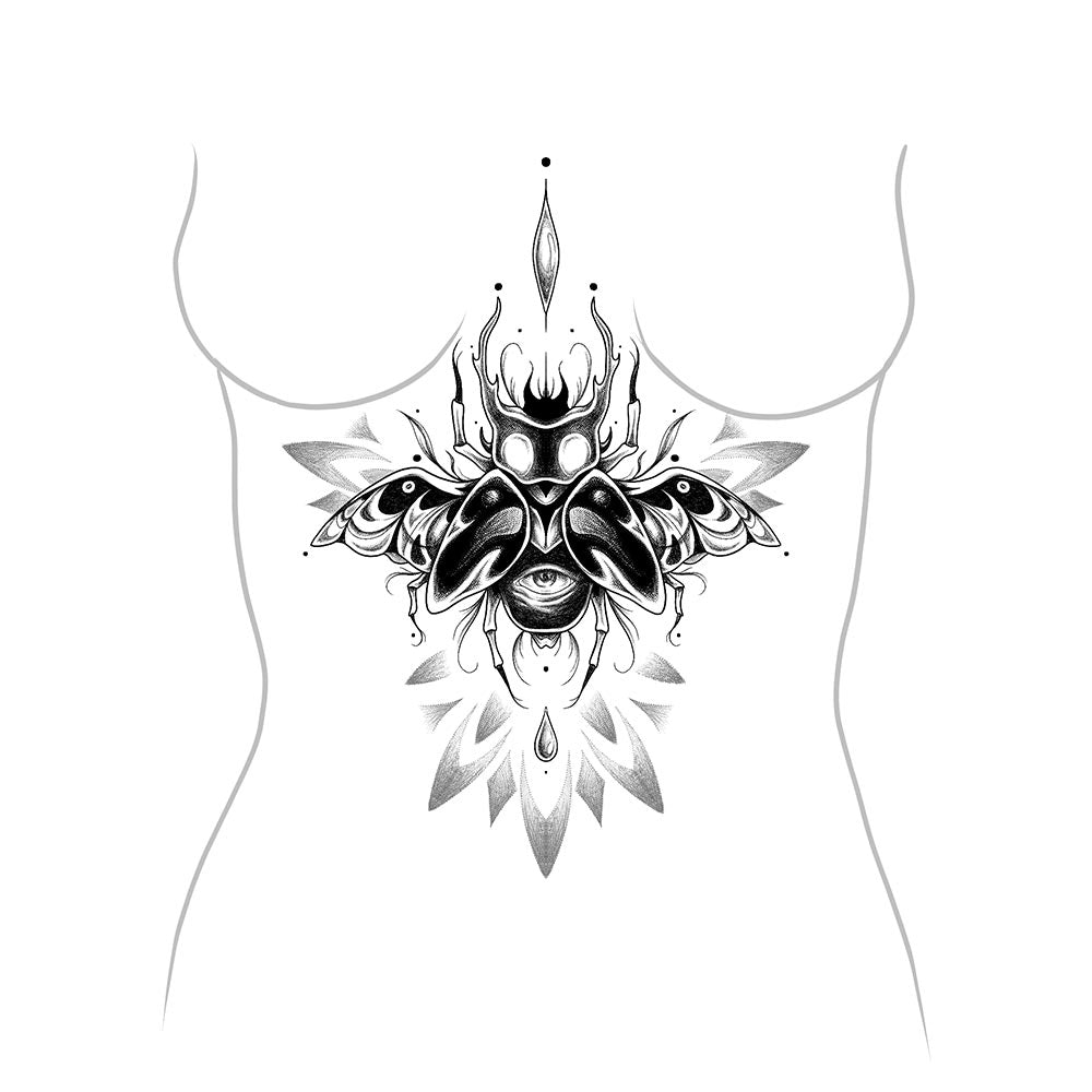 EMA - Escarabajo con Mandala para cuerpo femenino Underboobs