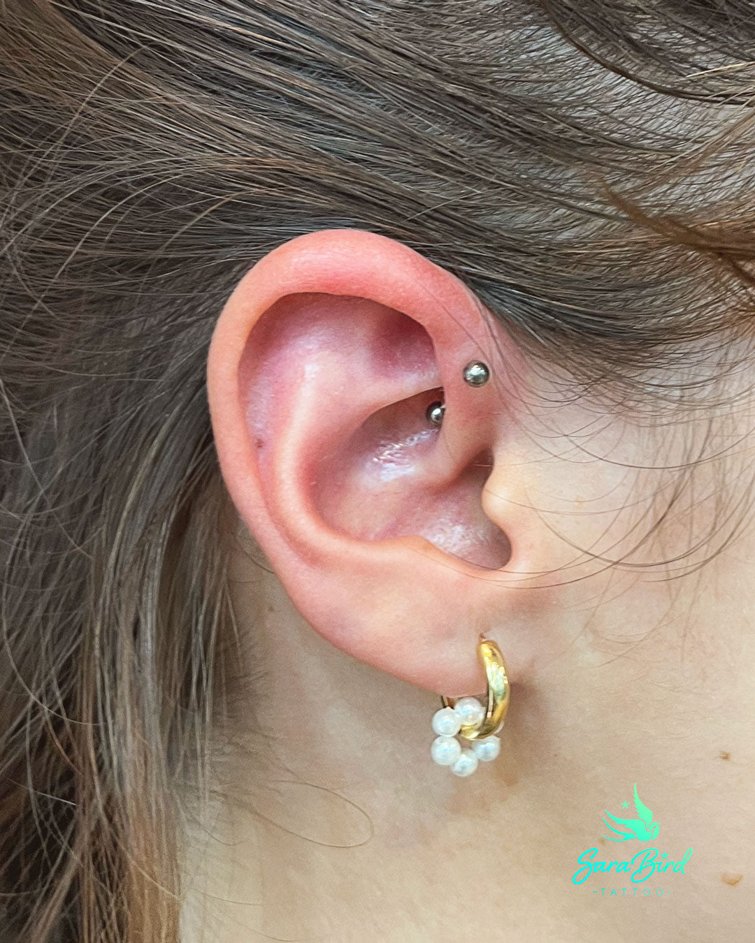 Ear Piercing With Titanium Jewelry - Multiple Zones