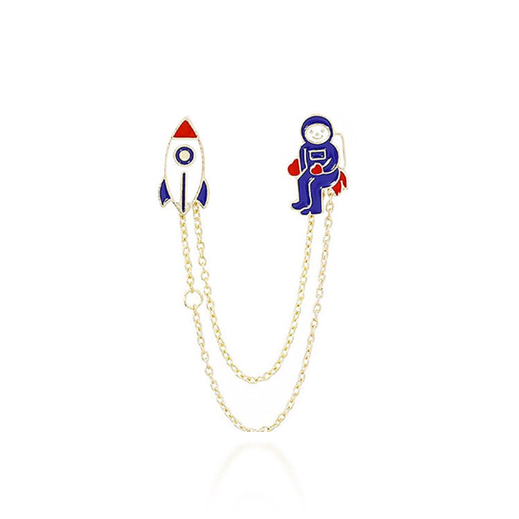 Badge - Astronaut Shaped Lapel Pin with Rocket