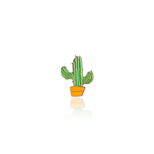 Badge - Florero Pin de Solapa con Cactus en Metal y Pintura Esmaltada