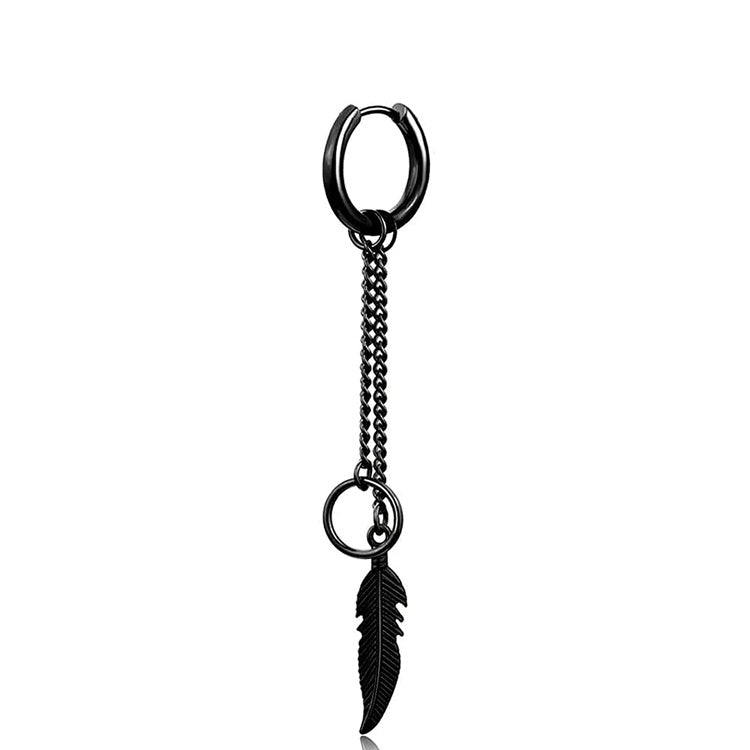 K-POP Style Piercing Feather, Chains and Ring