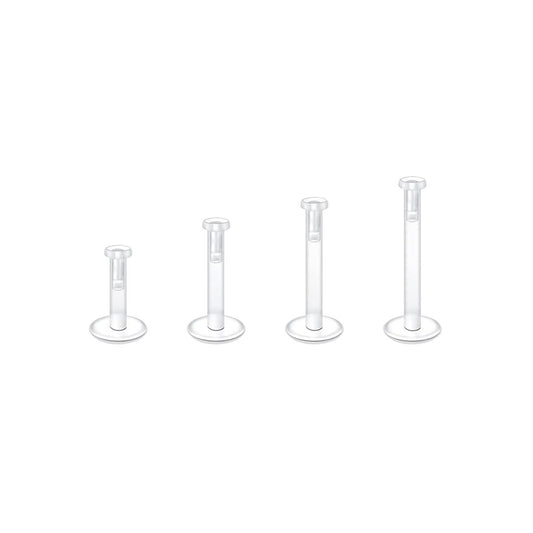 Labret acrílico flexible transparente con tapa plana