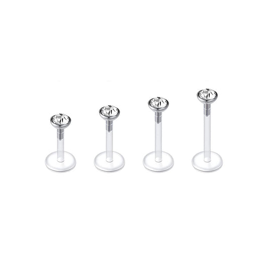 Labret acrílico flexible transparente con brillo