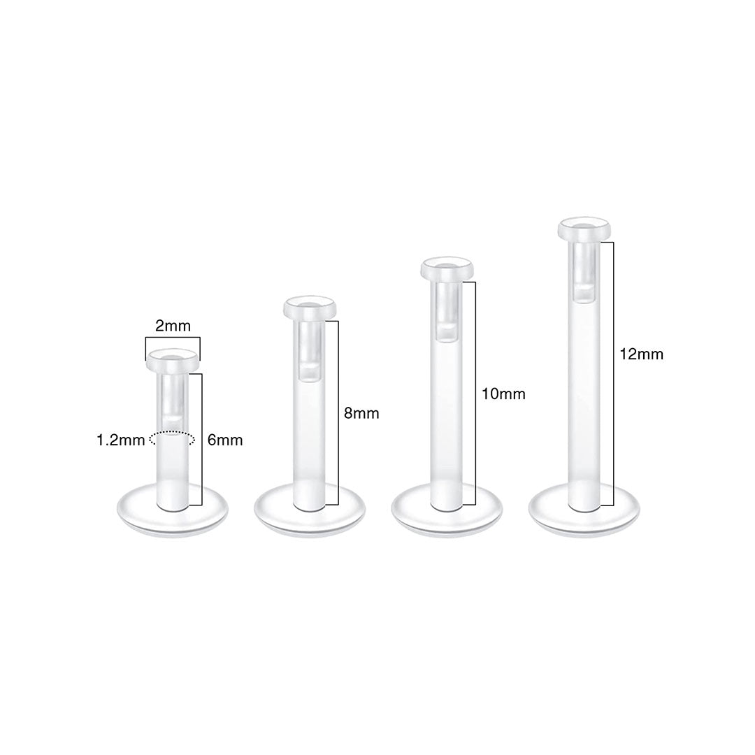 Labret acrílico flexible transparente con tapa plana