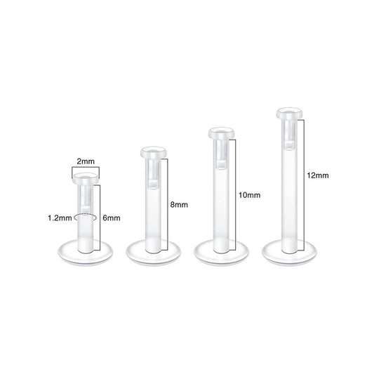 Labret acrílico flexible transparente con brillo