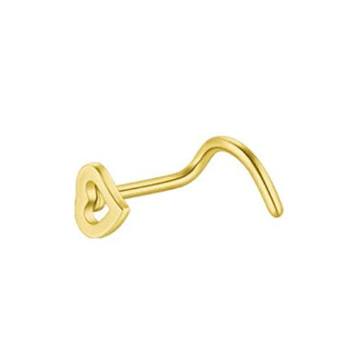 Heart Shaped Nose Piercing in Gold color stainless steel