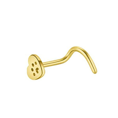 Piercing para Nariz com Formato de Coração com Patinha na cor Dourada em aço inoxidável