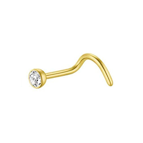 Nose Piercing with Shiny Stone in Gold color in stainless steel