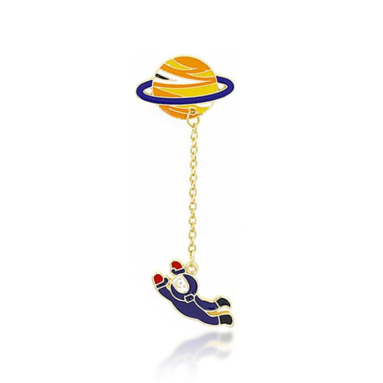Badge - Planet-Shaped Lapel Pin with Astronaut