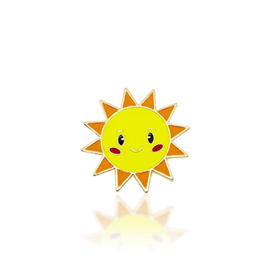Badge - Pin de Solapa con forma de Sol feliz en Metal y Pintura Esmaltada