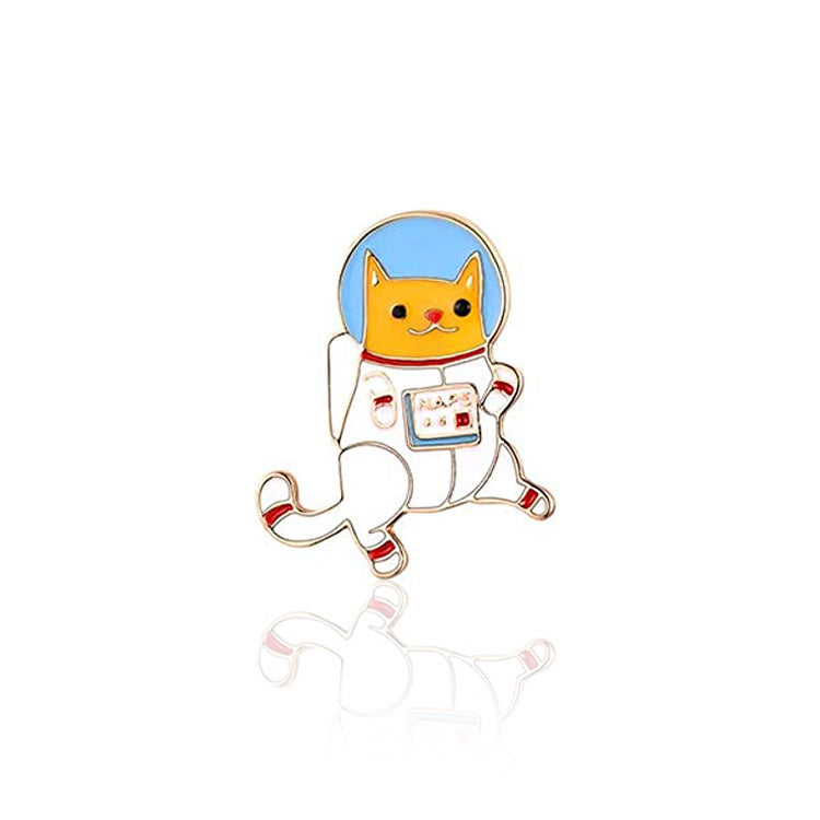 Crachá - Pin em formato de  Gato Astronauta em Metal e Pintura Esmaltada