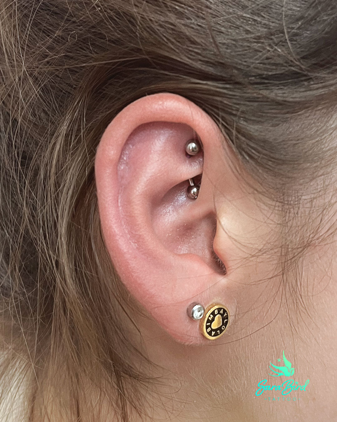 Ear Piercing With Titanium Jewelry - Multiple Zones