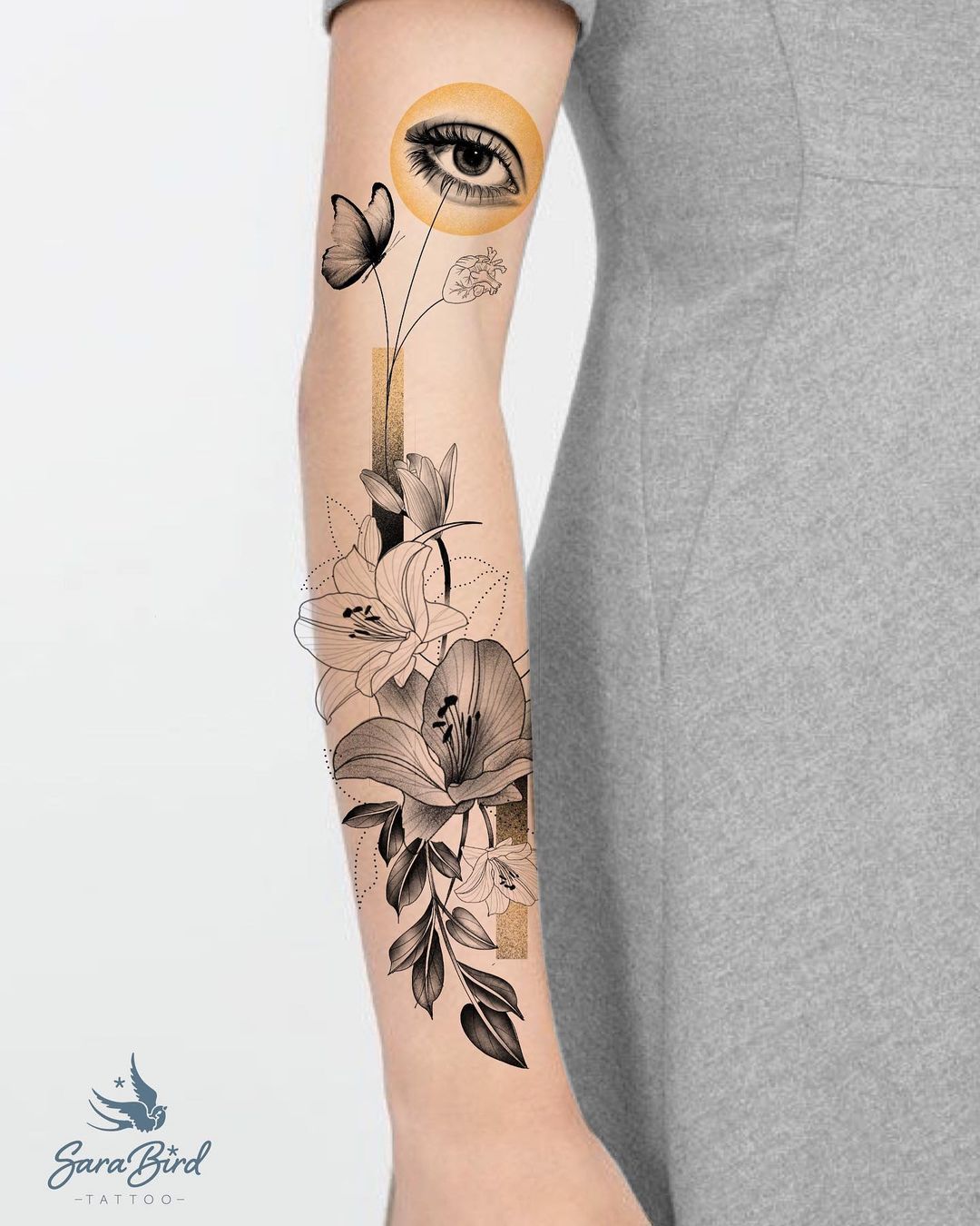 Sara -Olhar para dentro- Projeto pronto para tatuar. Único e exclusivo